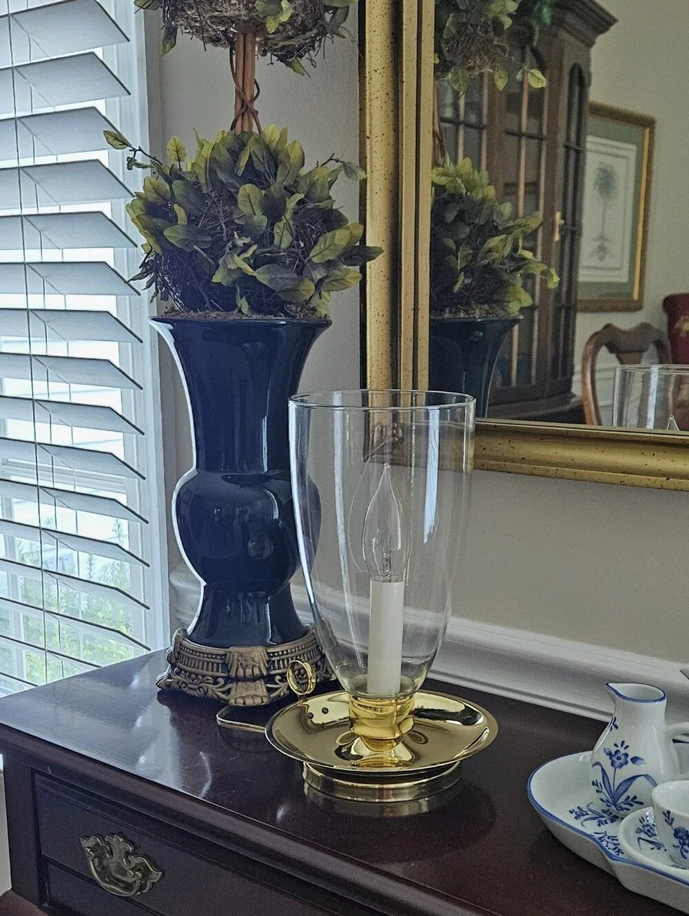Vintage Brass Hurricane Candle Lamp 10